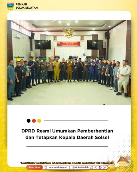 DPRD Resmi Umumkan Pemberhentian dan Tetapkan Kepala Daerah Solsel