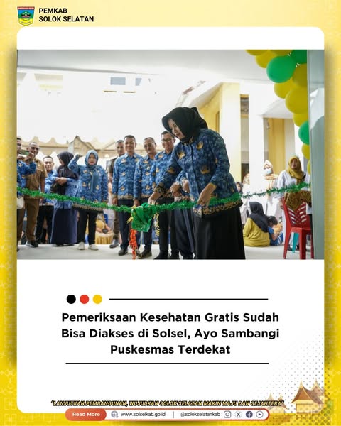 Pemeriksaan Kesehatan Gratis Sudah Bisa Diakses di Solsel, Ayo Sambangi Puskesmas Terdekat