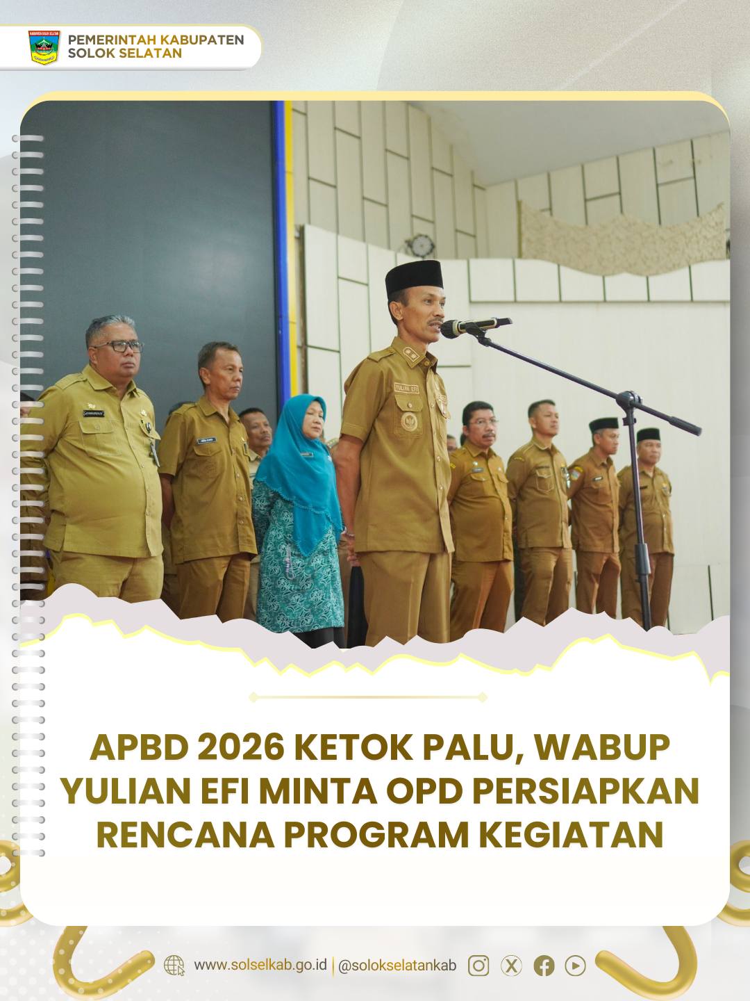 APBD 2026 Ketok Palu, Wabup Yulian Efi Minta OPD Persiapkan Rencana Program Kegiatan.